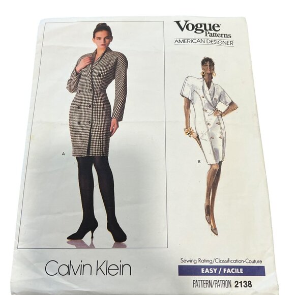 Calvin Klein Vogue American Designer Pattern 2138 Misses Dress Size 8 - Picture 1 of 3